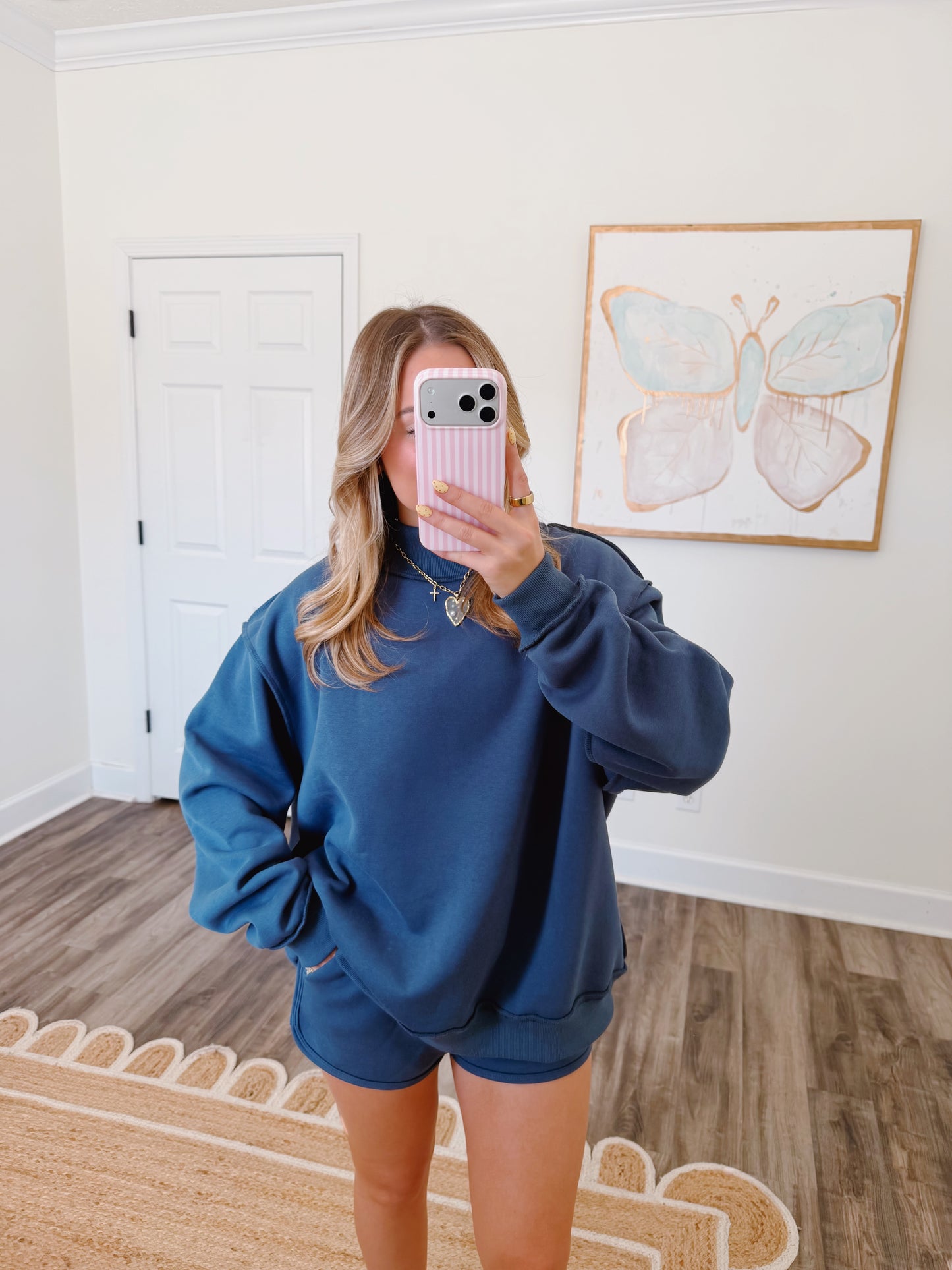 Navy Oversized Mockneck