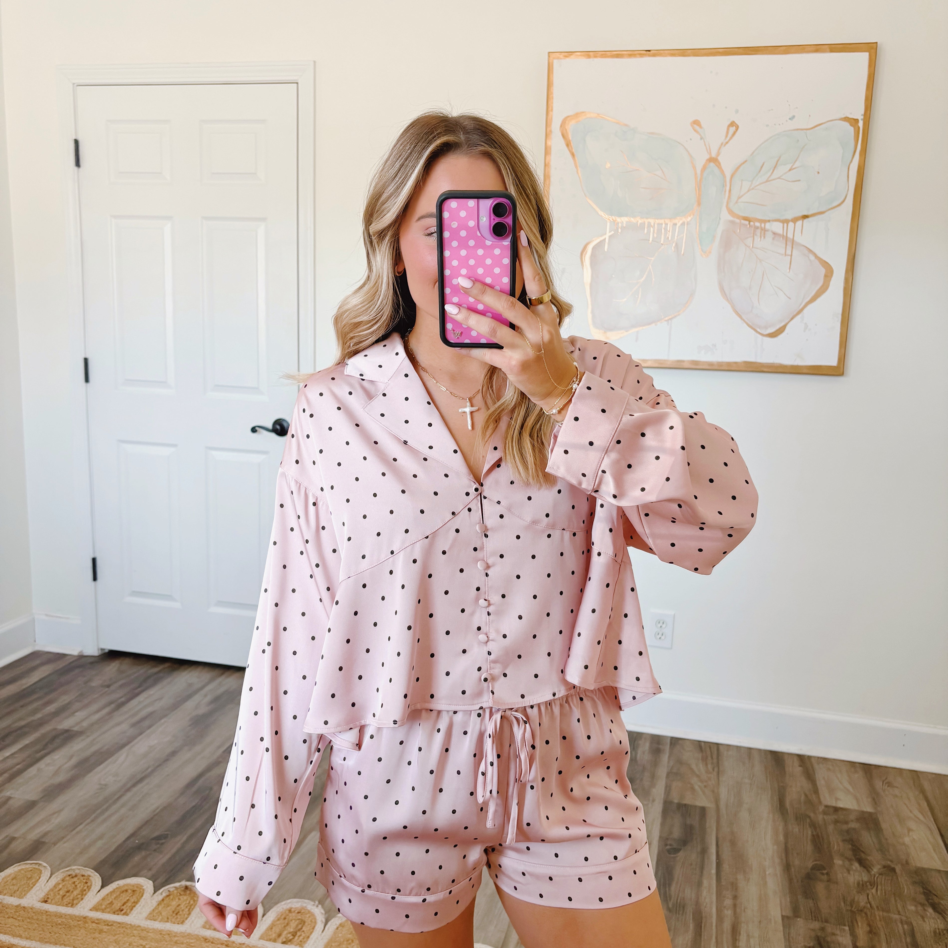 Polka Dot Satin Pajama Set