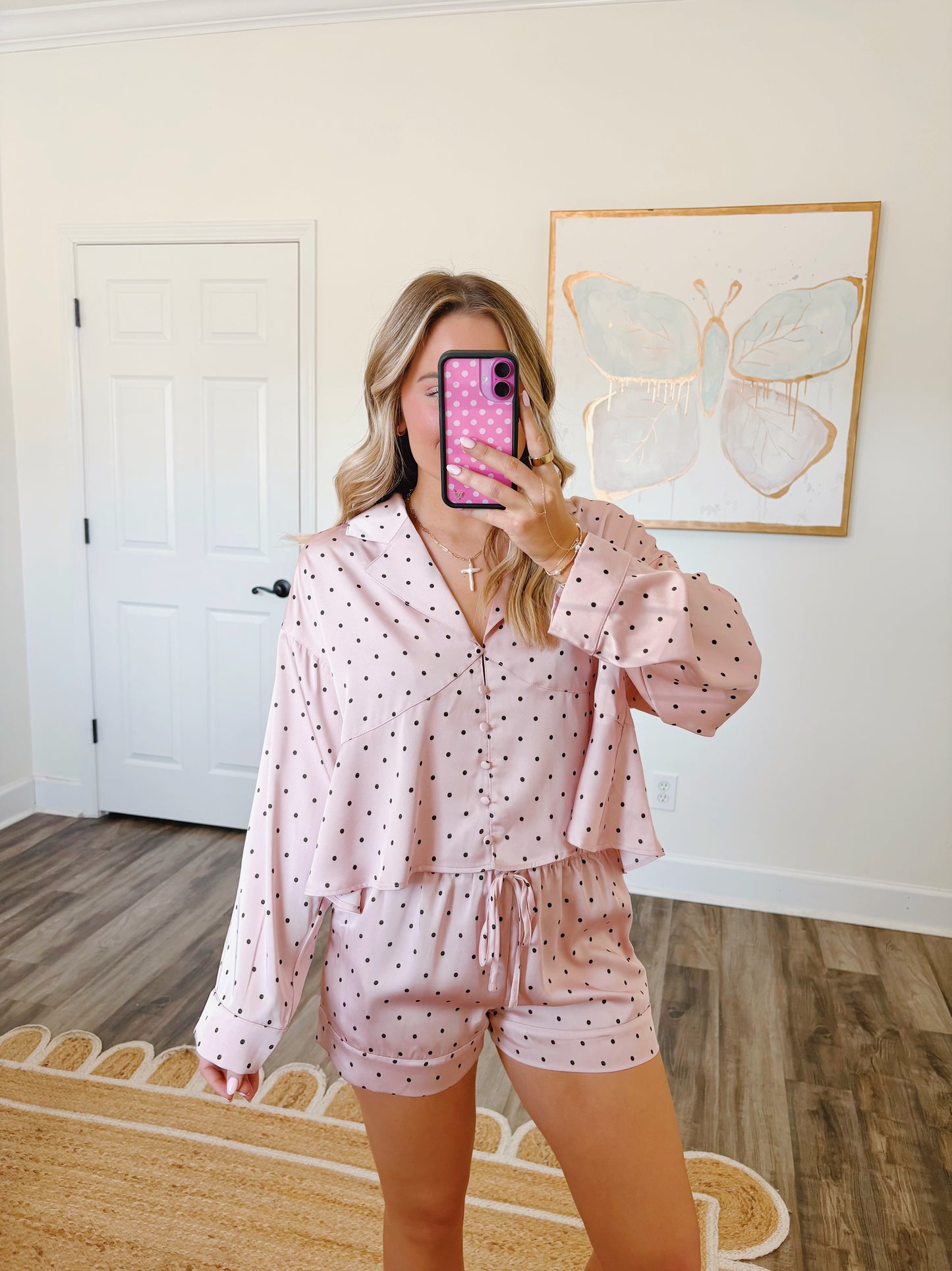 Polka Dot Satin Pajama Set