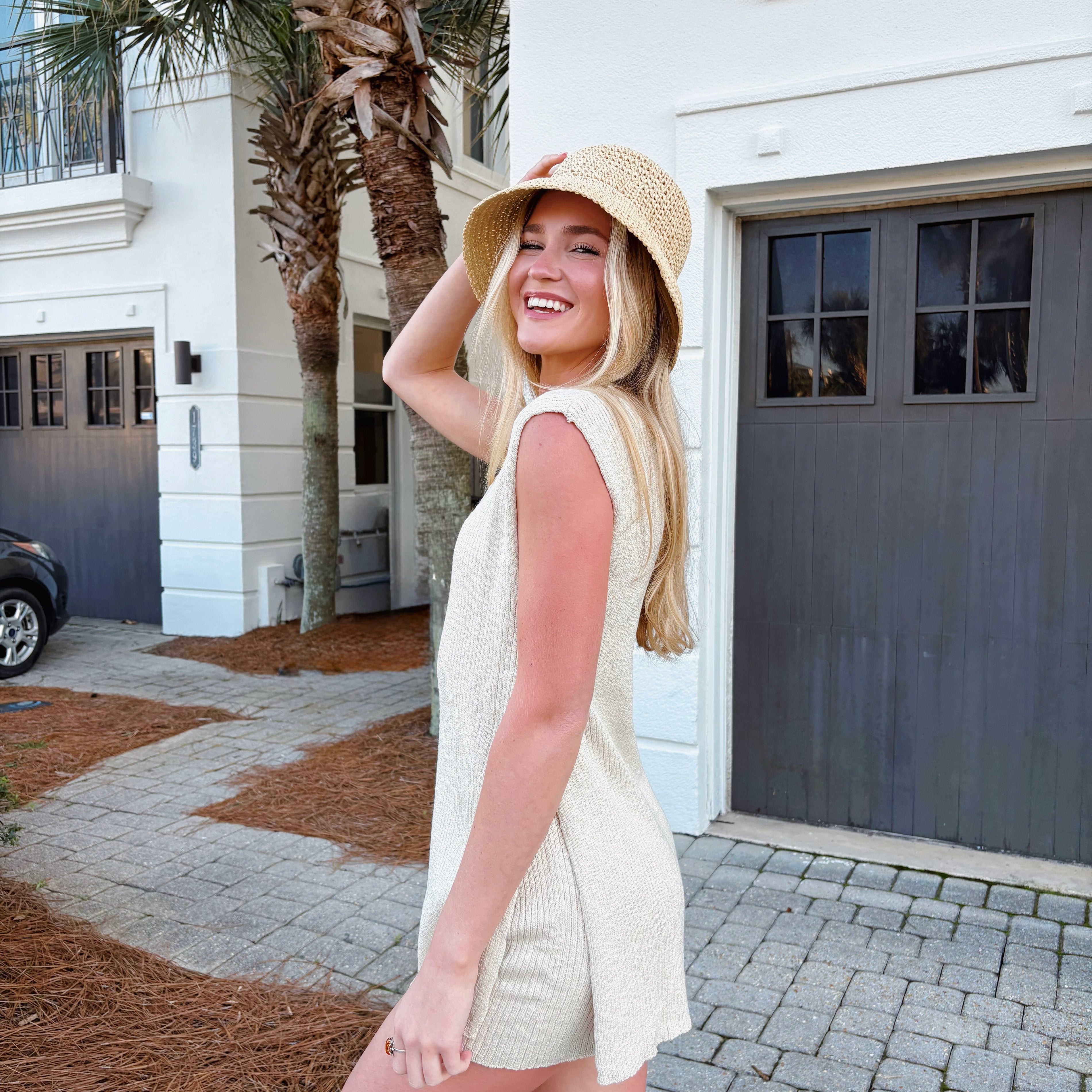 Sleeveless Cream Sweater Set