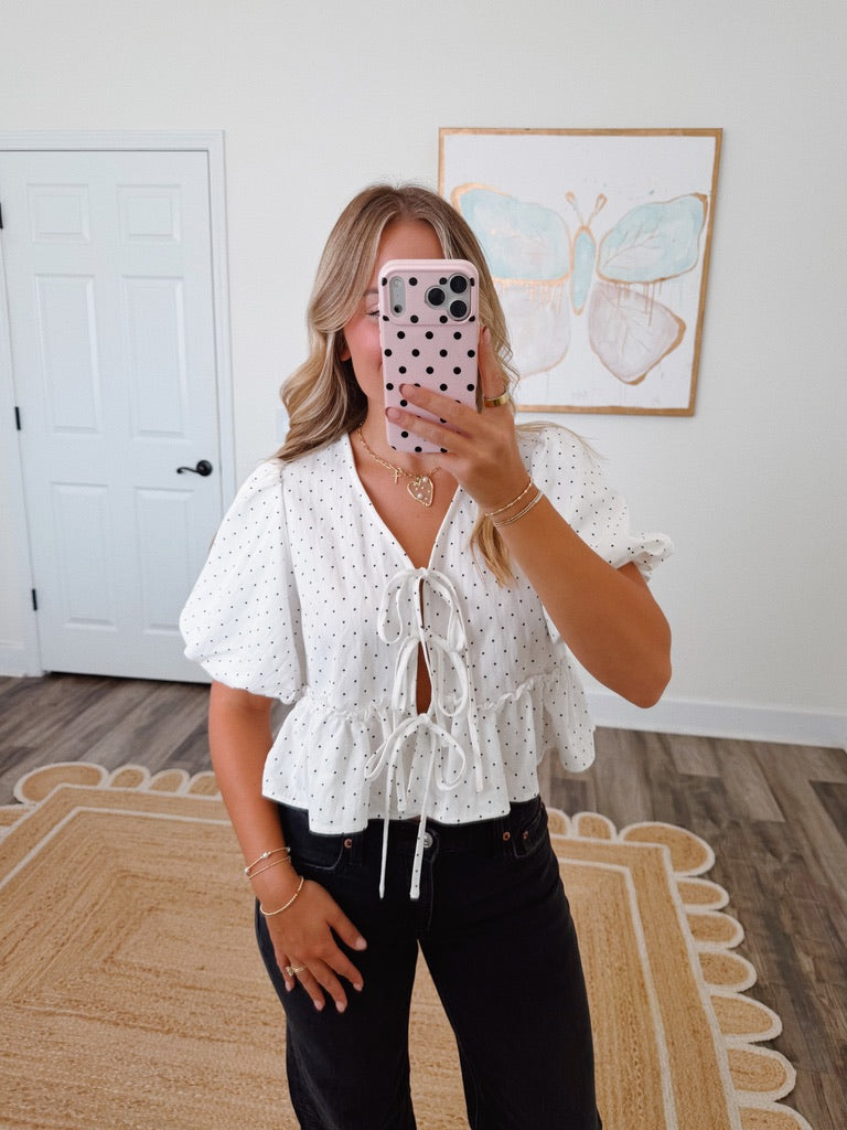 Polka Dot Peplum Top