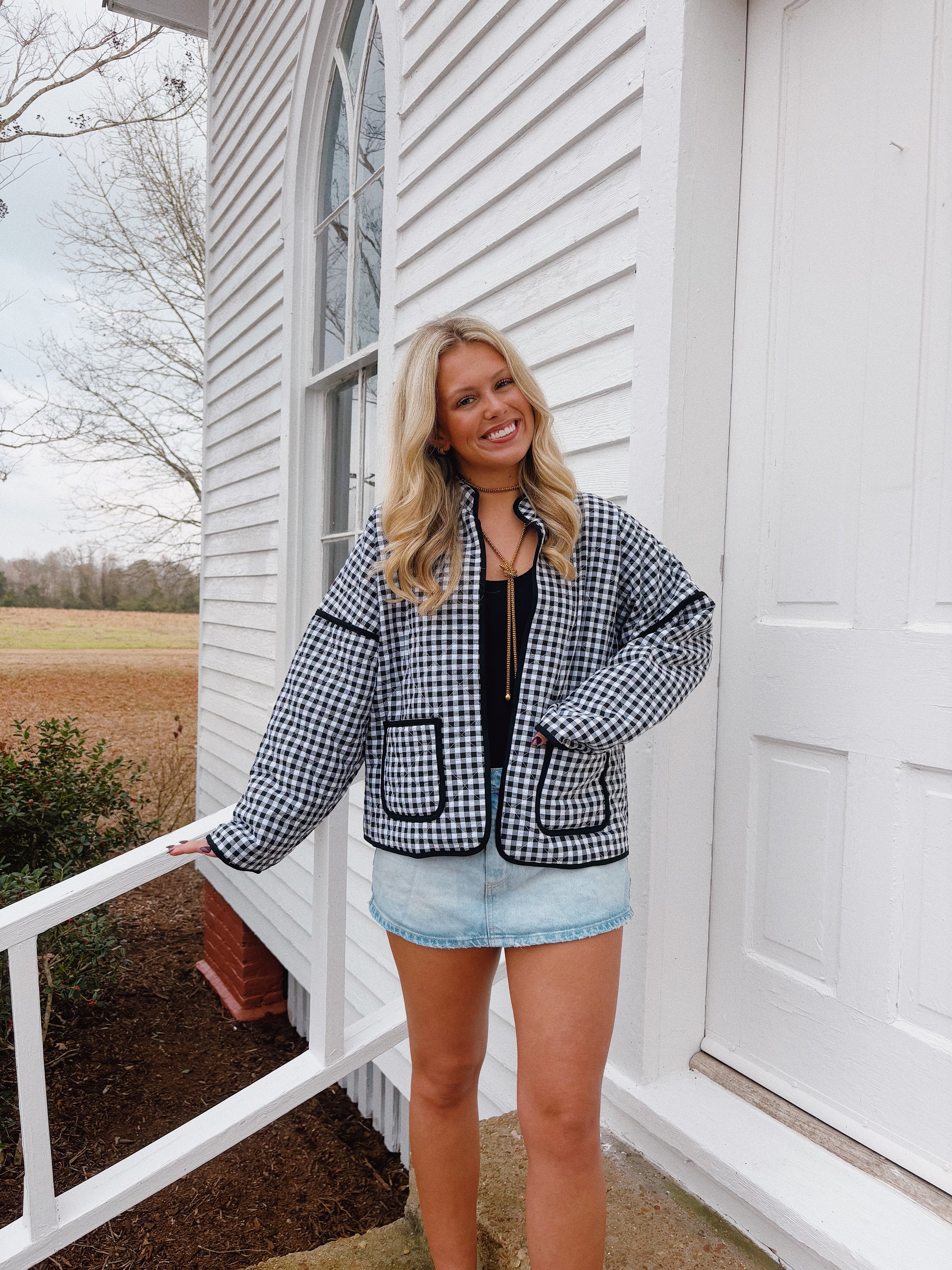 Spring Is Coming Gingham Jacket Black – Color Collective