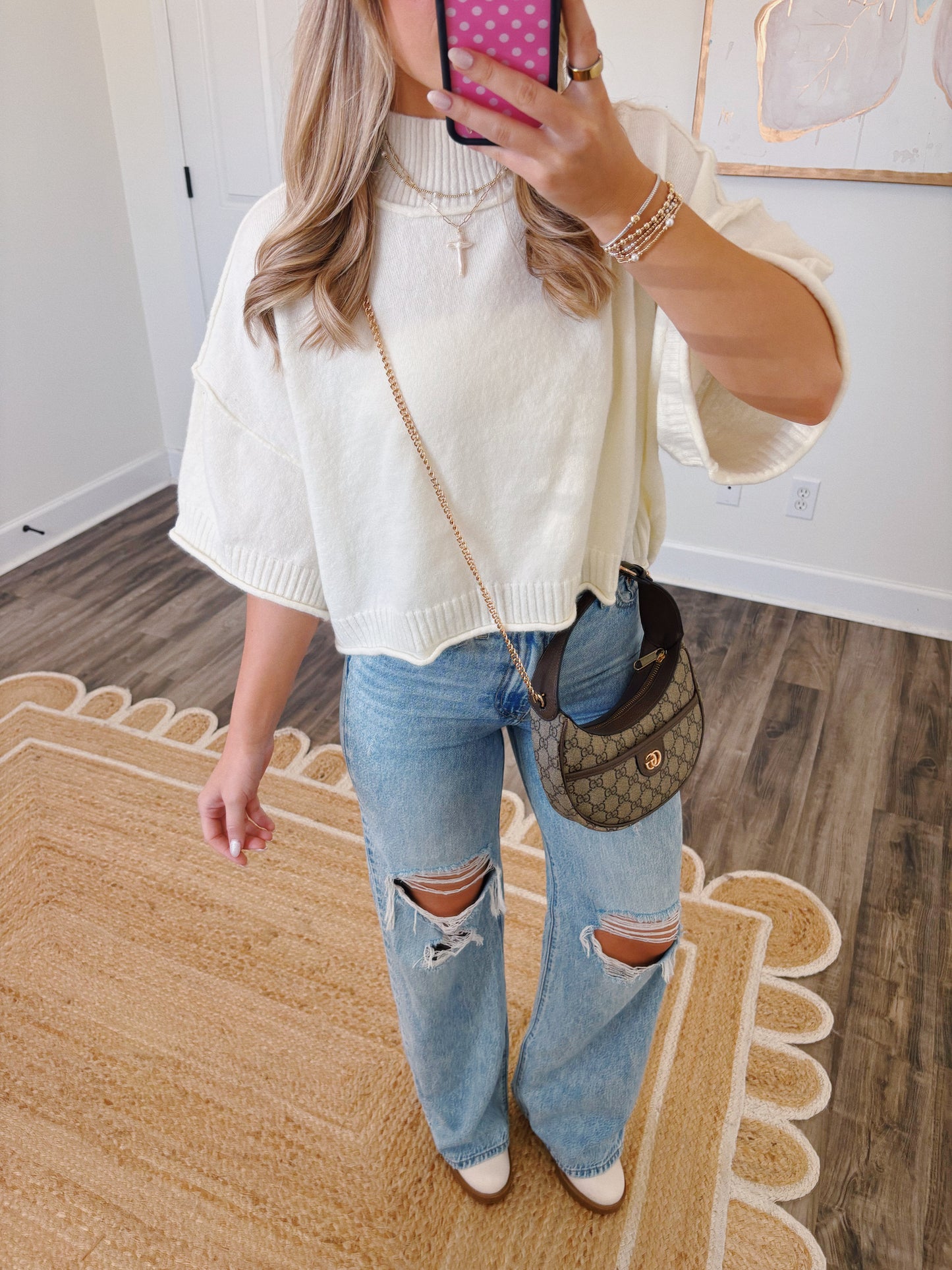 Ivory Mock Neck Sweater Top