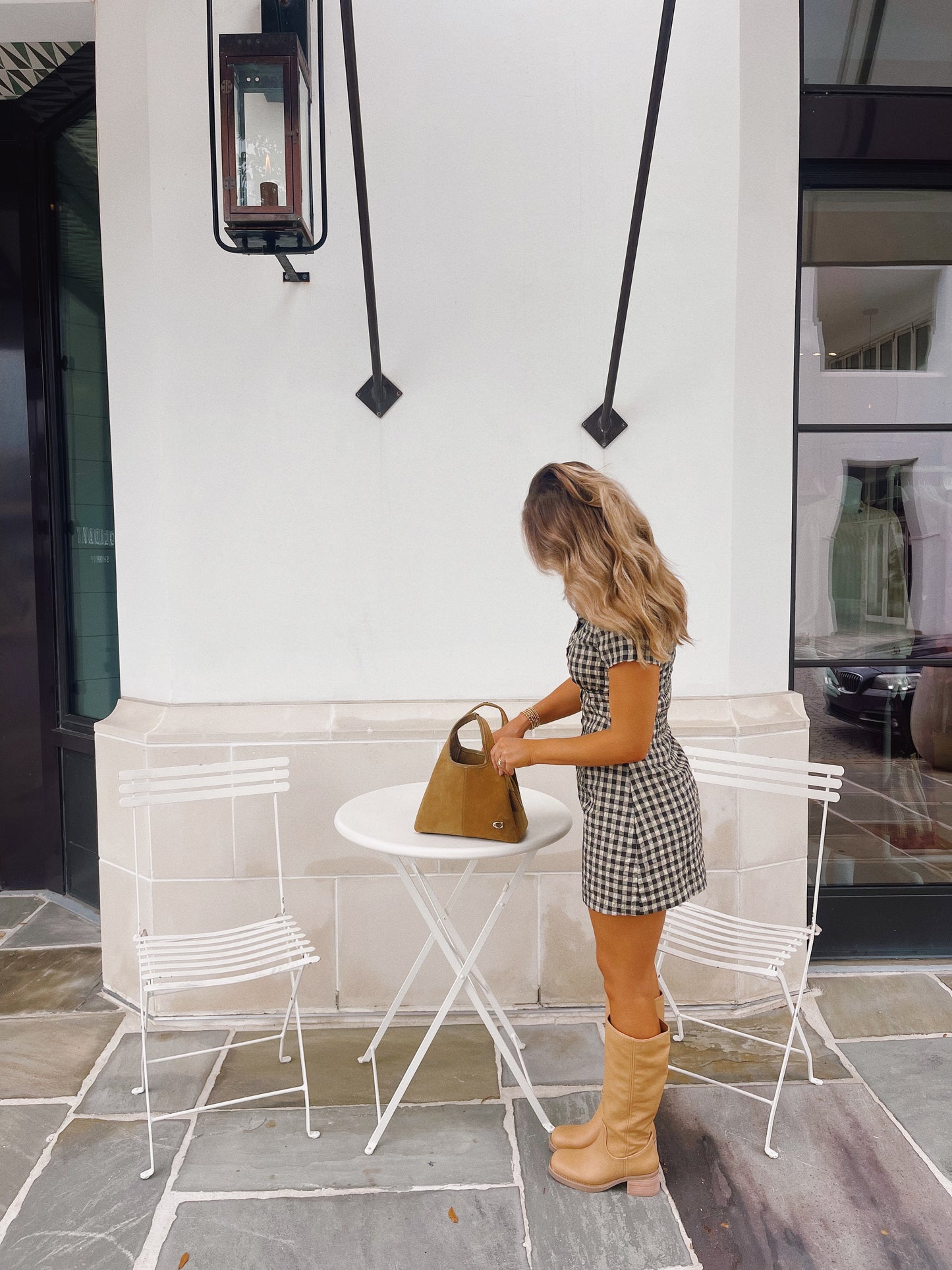 Checkered Button Up Mini Dress