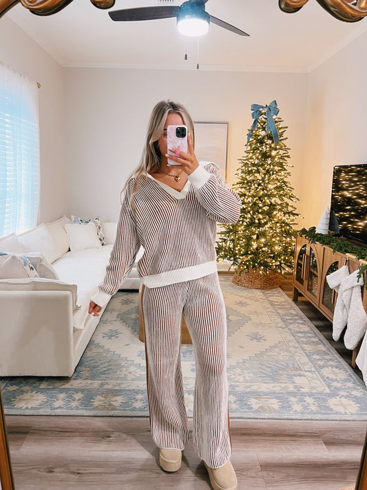 Two Tone Sweater Pants Set