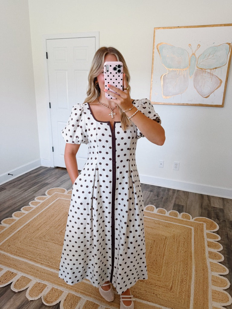 Cocoa Dots Midi Dress