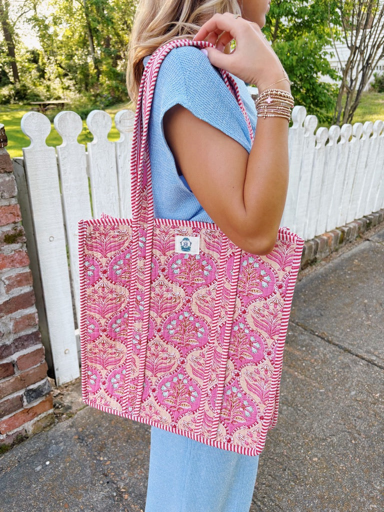 Pink Dreams Quilted Tote Bag