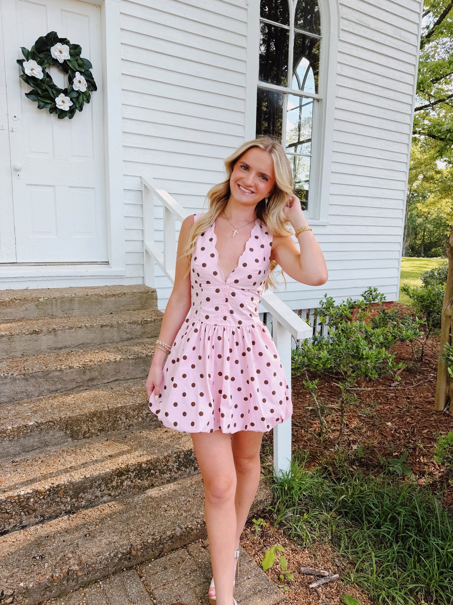 Strawberry Polka Dot Bubble Dress