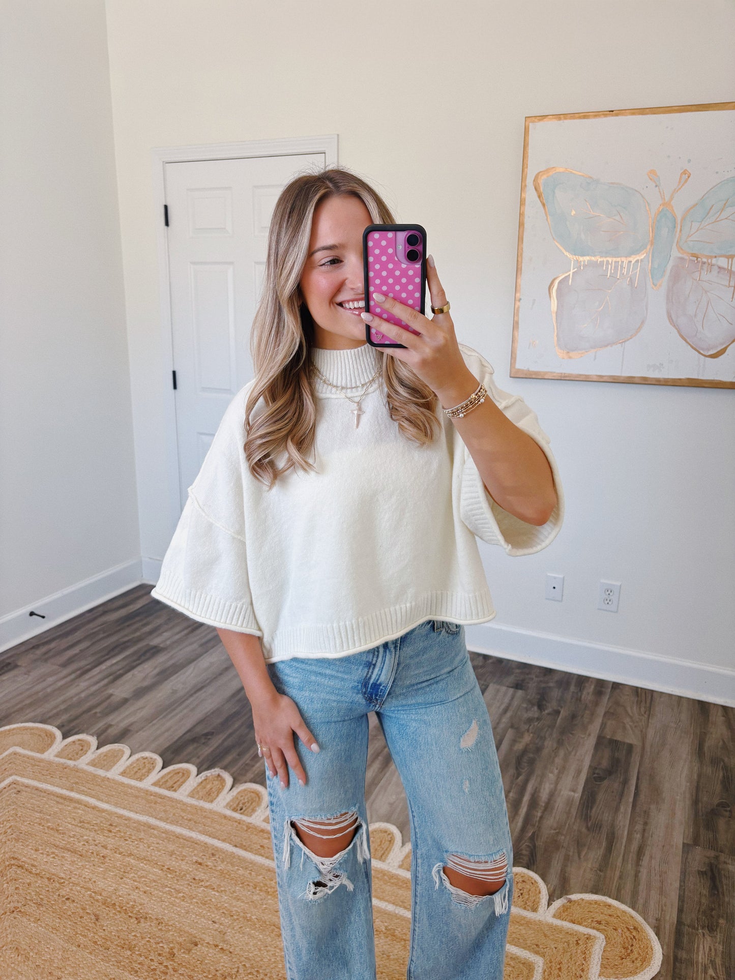 Ivory Mock Neck Sweater Top