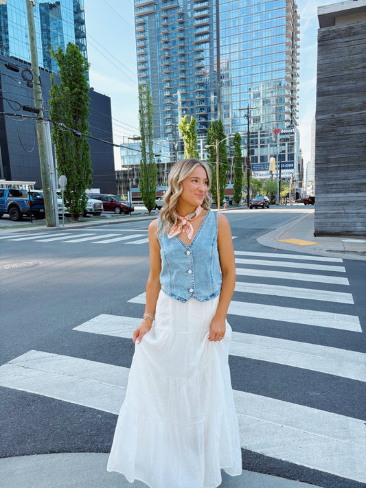 Denim Button Up Vest