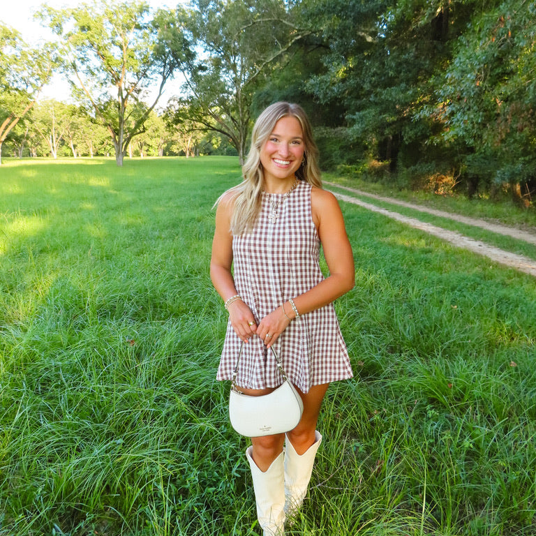 Cinnamon Spice Gingham Romper