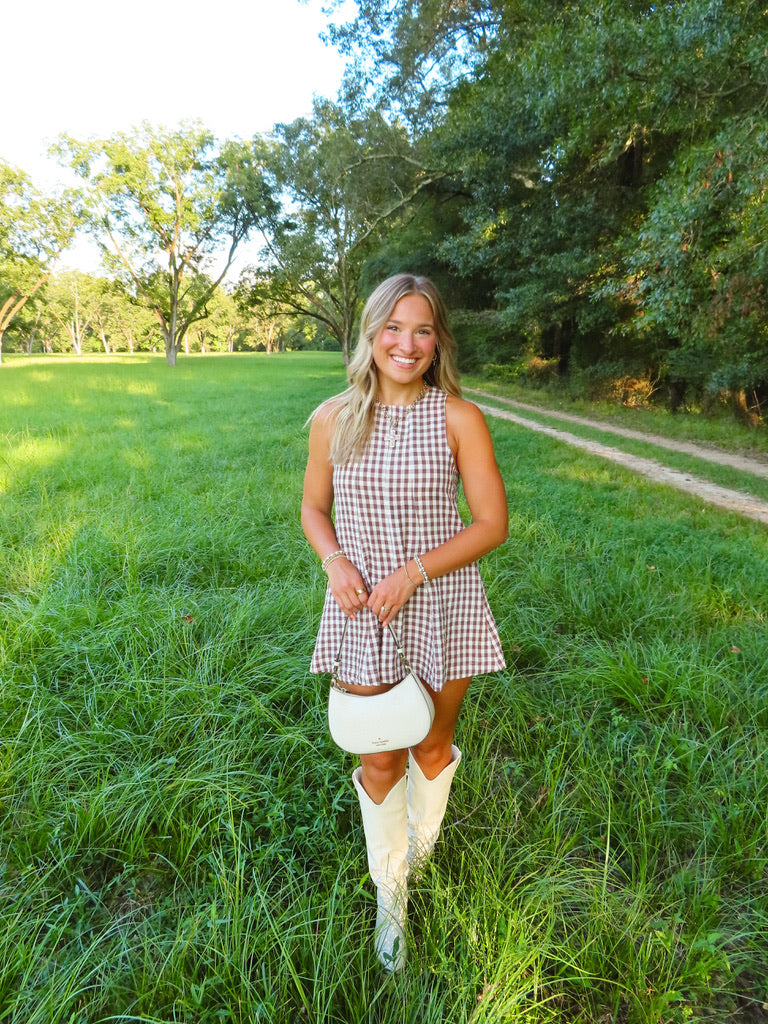 Cinnamon Spice Gingham Romper