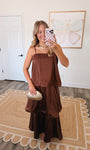 Brown Satin Maxi Dress