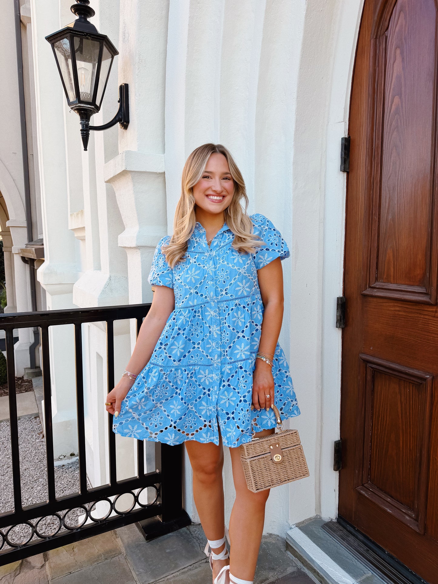 Cobalt Eyelet Mini Dress