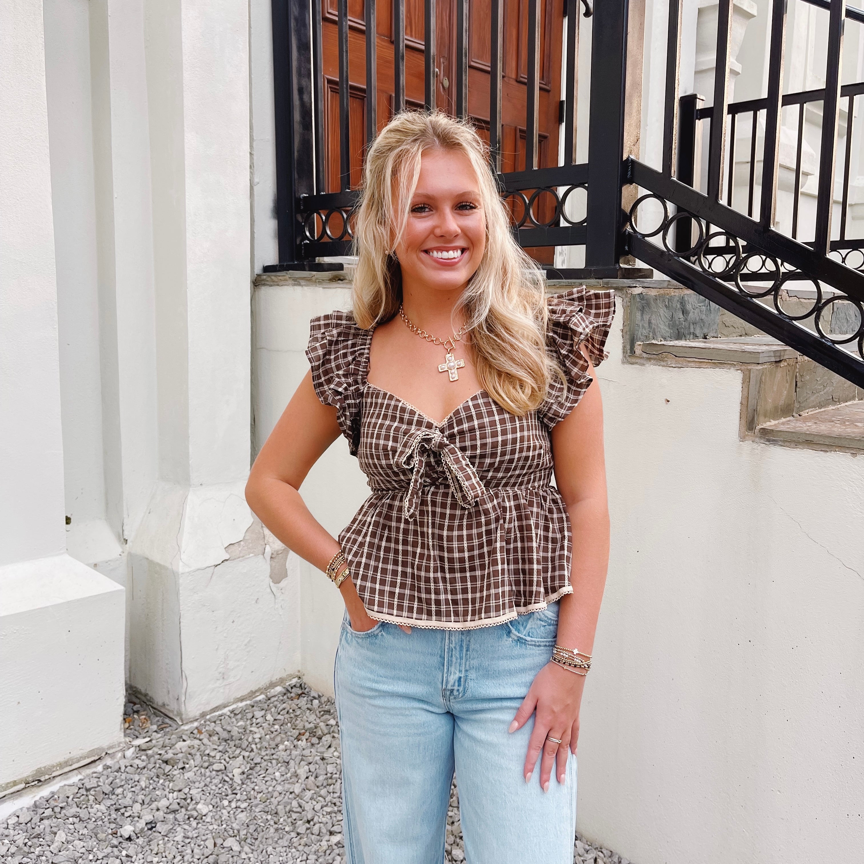 Plaid Baby Doll Top