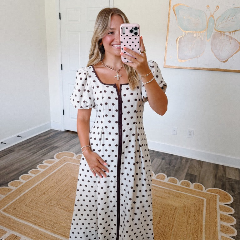 Cocoa Dots Midi Dress