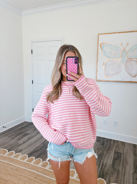 Strawberry Milkshake Striped Sweater