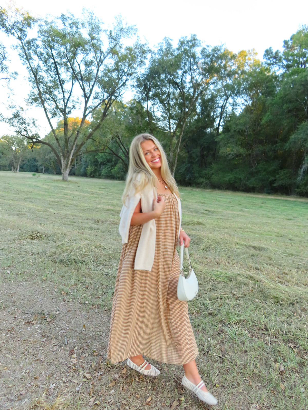 Maple Gingham Maxi Dress
