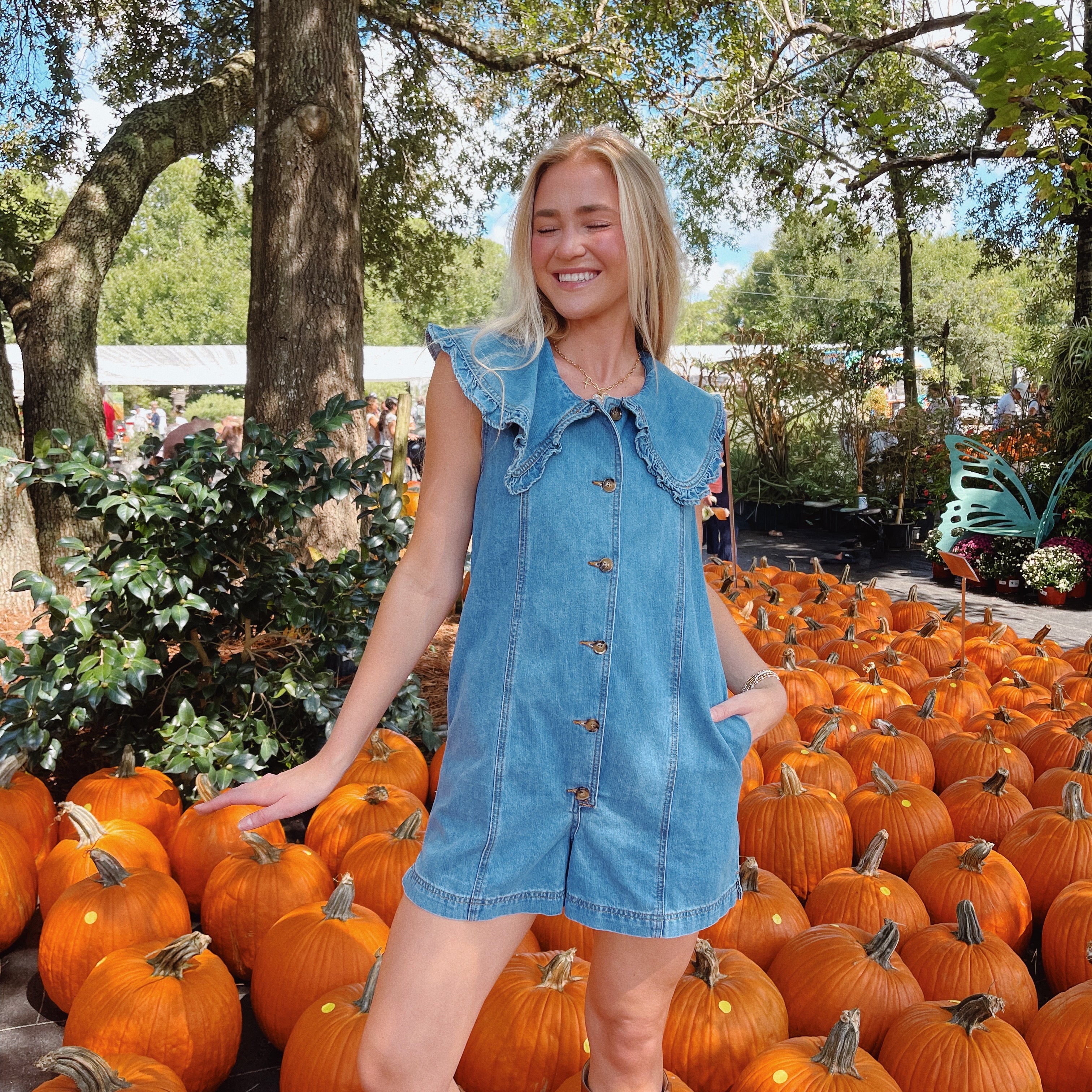 Eloise Collared Denim Romper