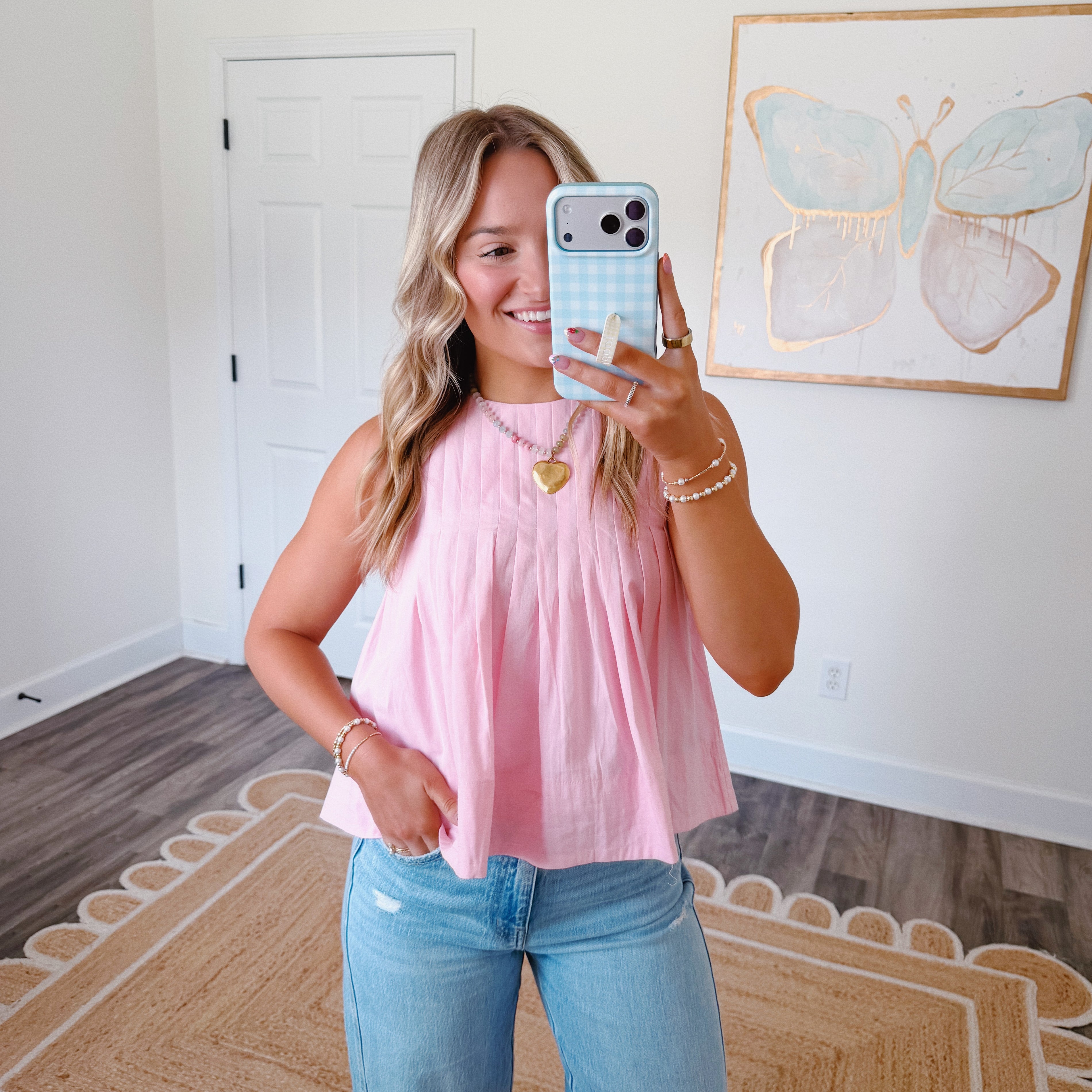 Pink Pleated Top