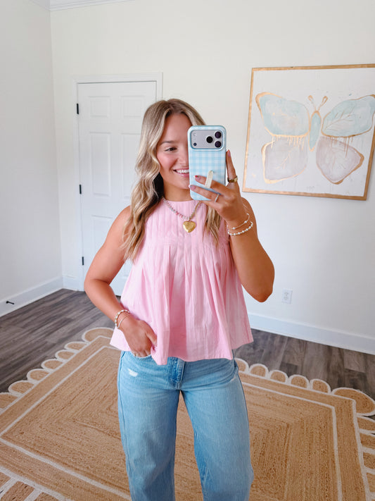 Pink Pleated Top