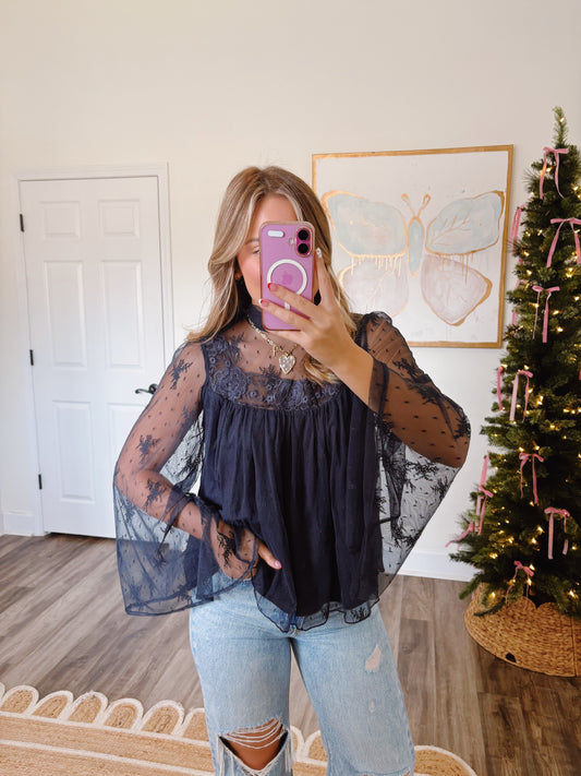 Adeline Lace Top in Navy