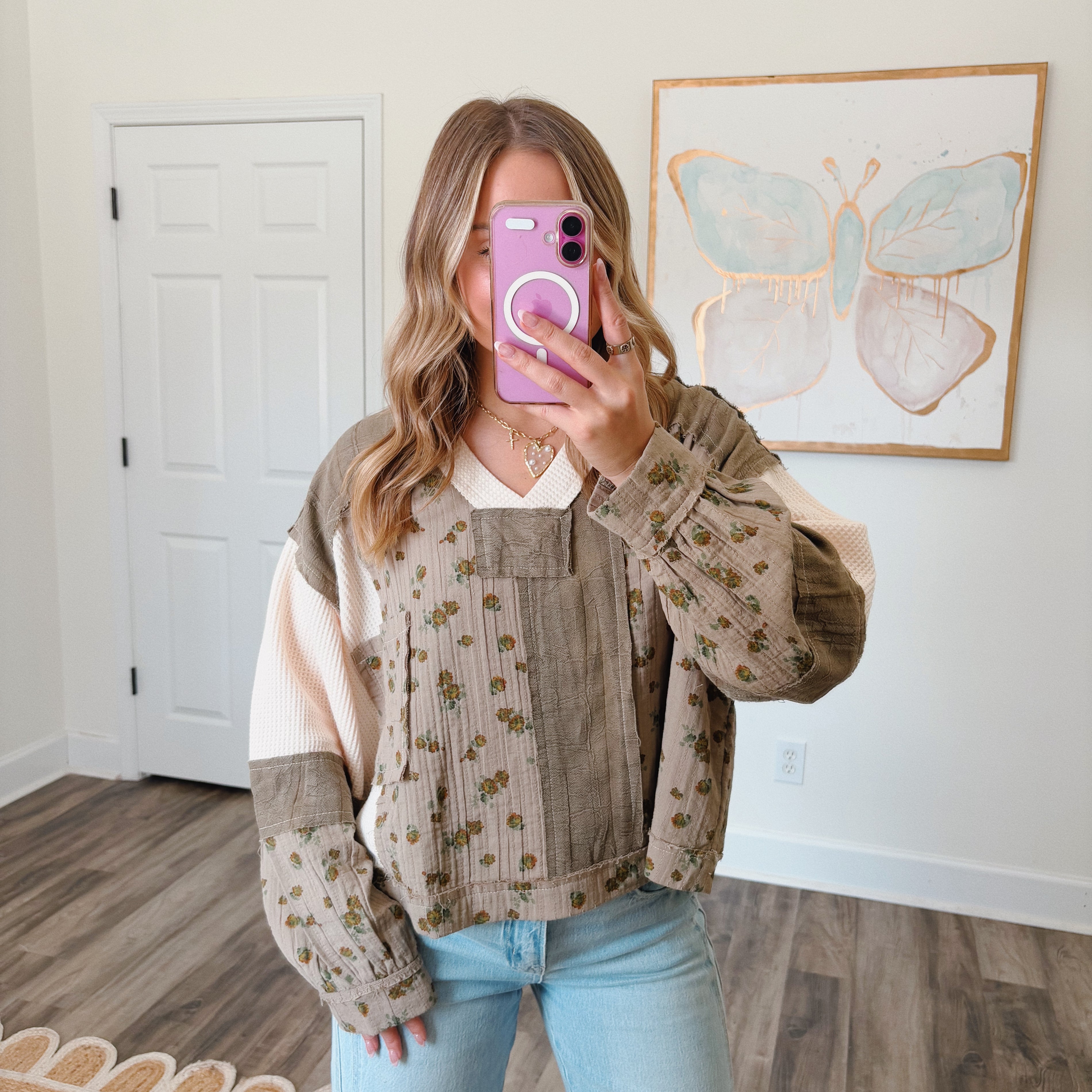 Dark Sage Floral Top