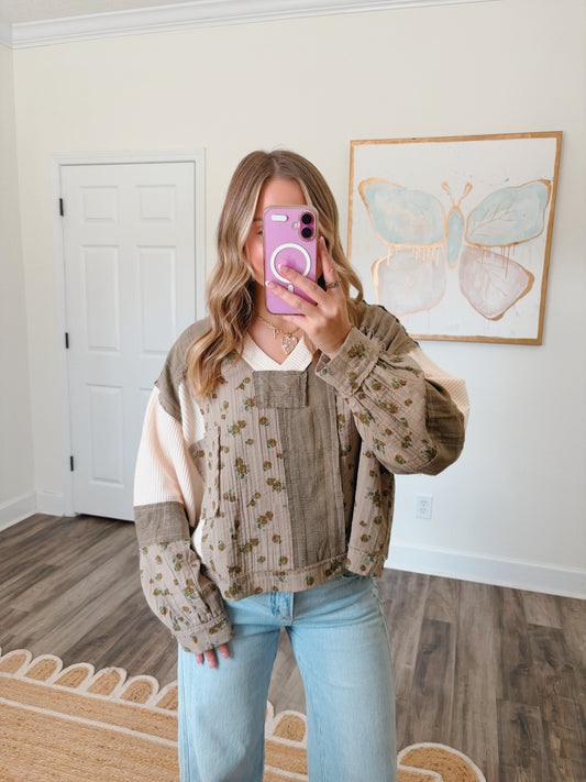 Dark Sage Floral Top