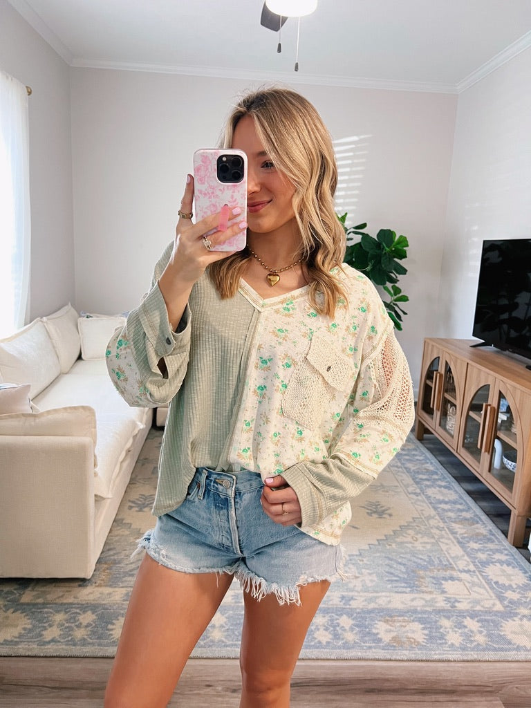 Sage Green Boho Top