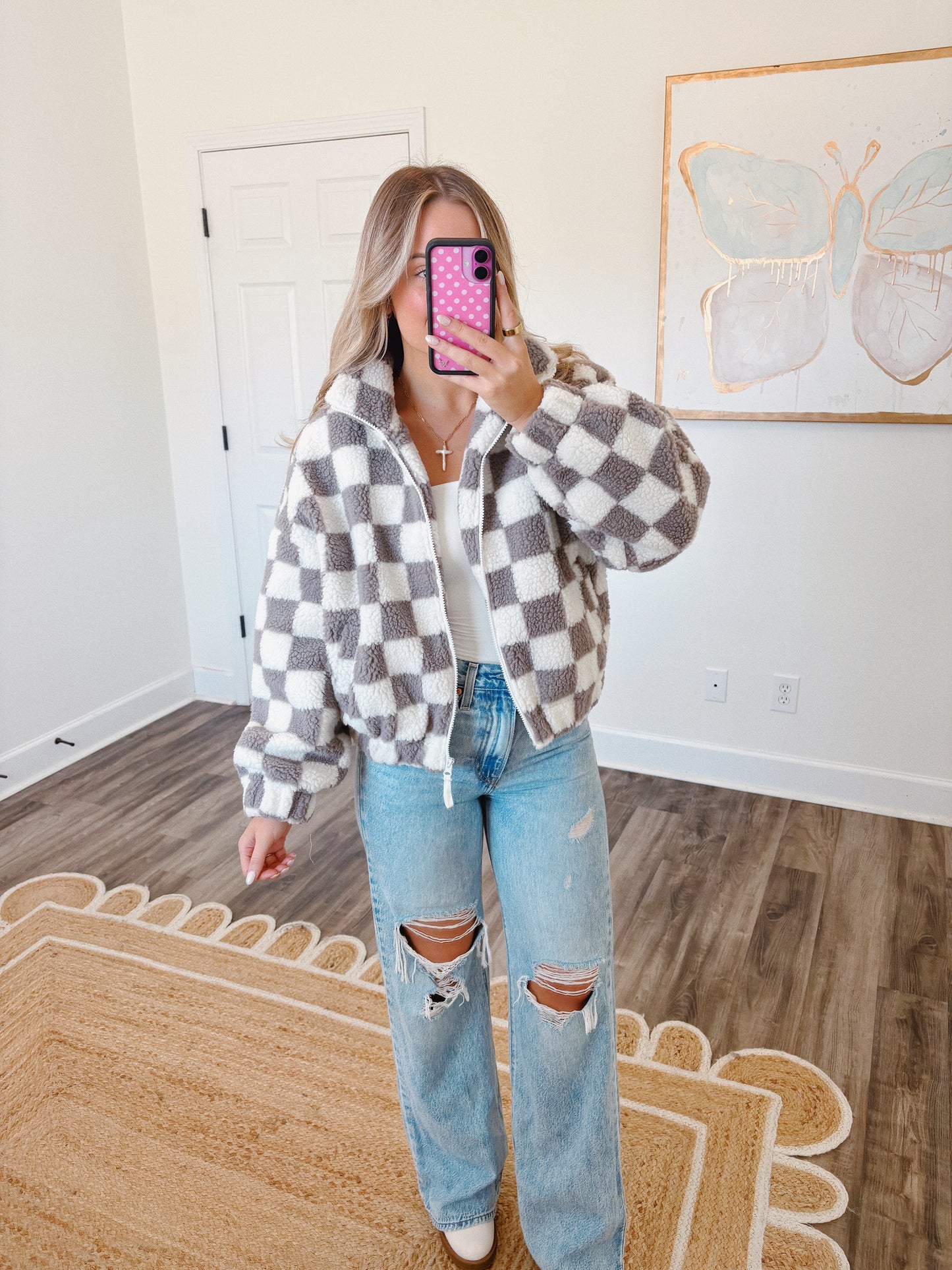 Alayna Checkered Sherpa Jacket