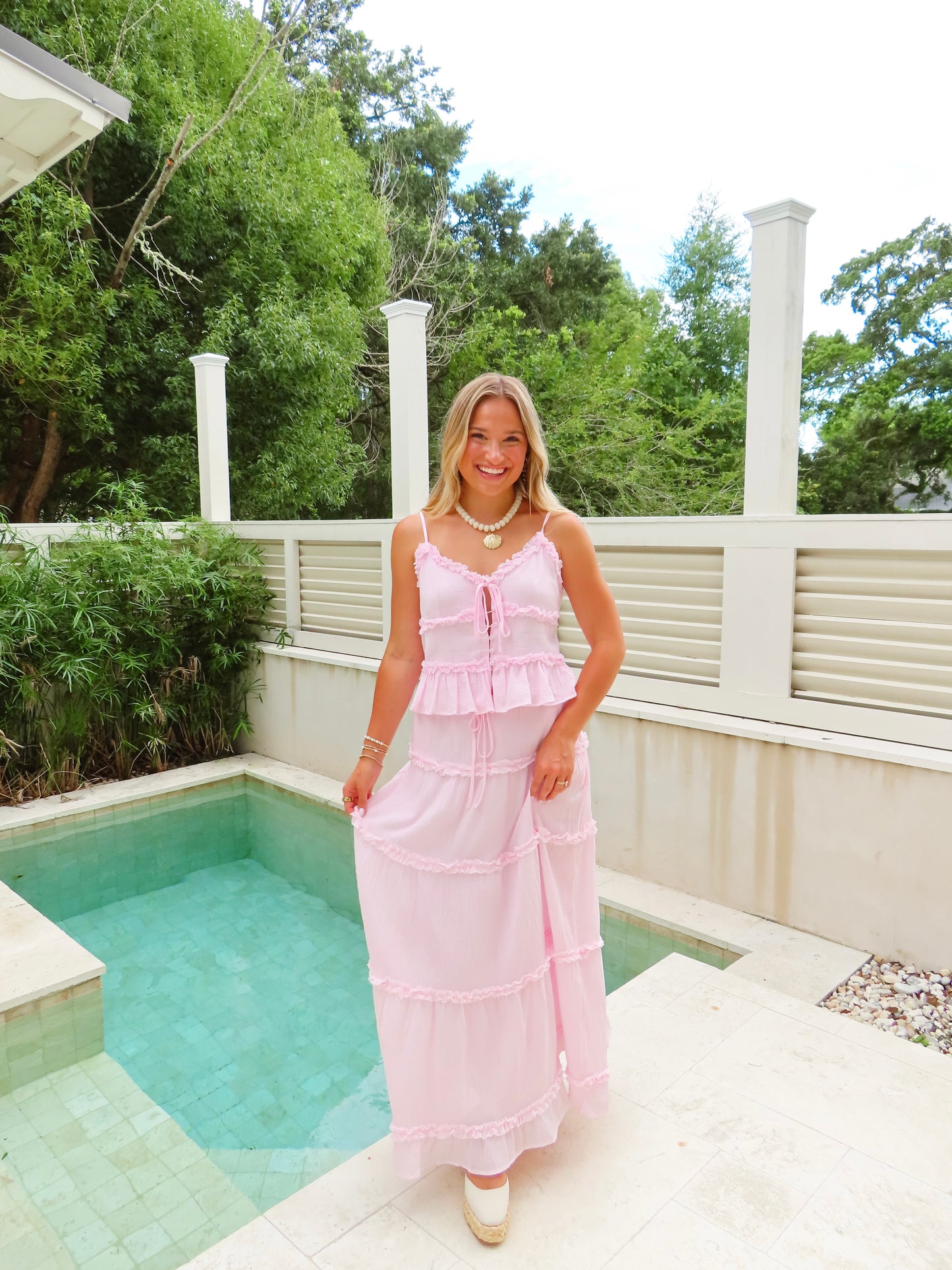 Olivia Maxi Skirt Set in Pink