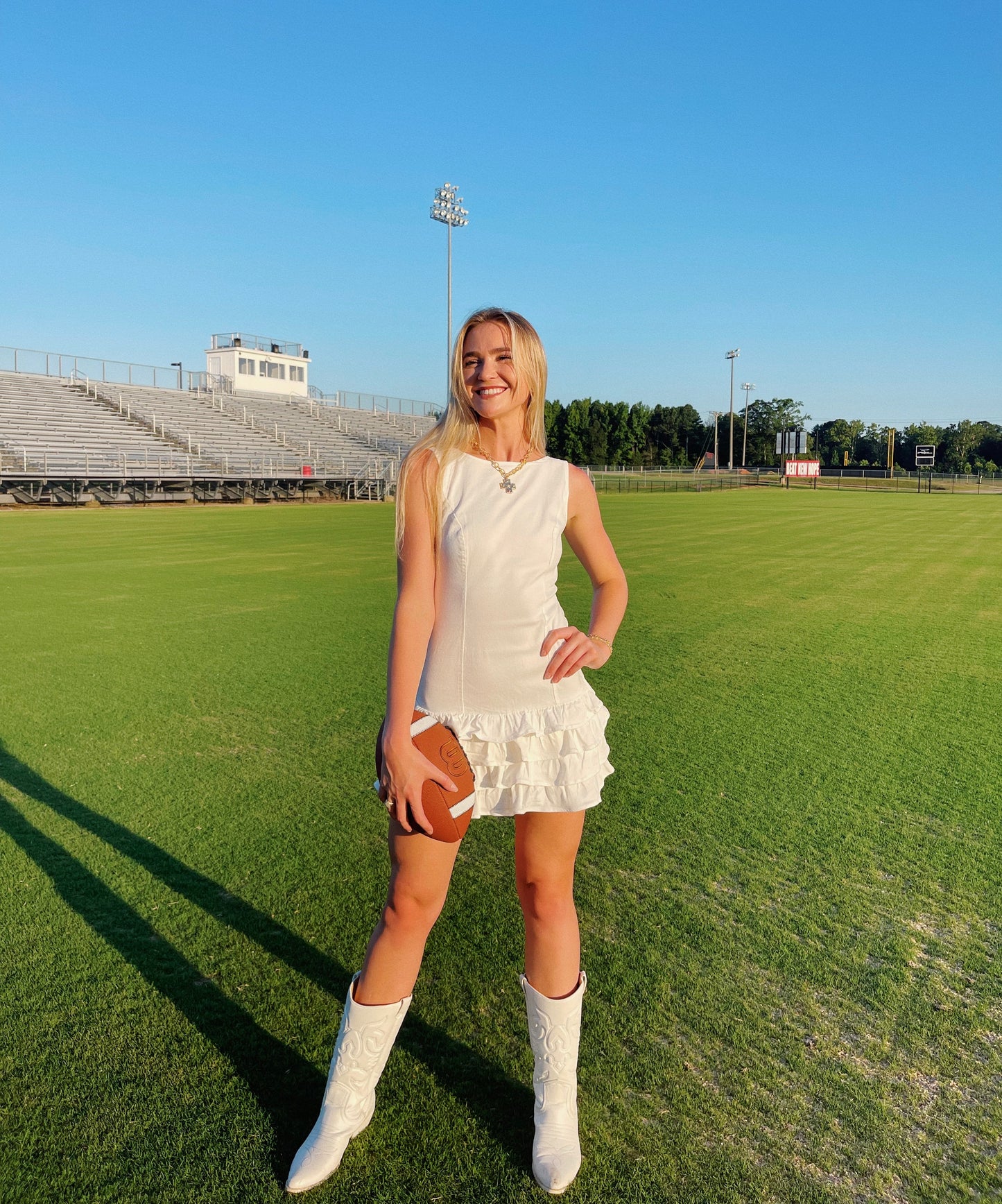 White Flutter Denim Dress