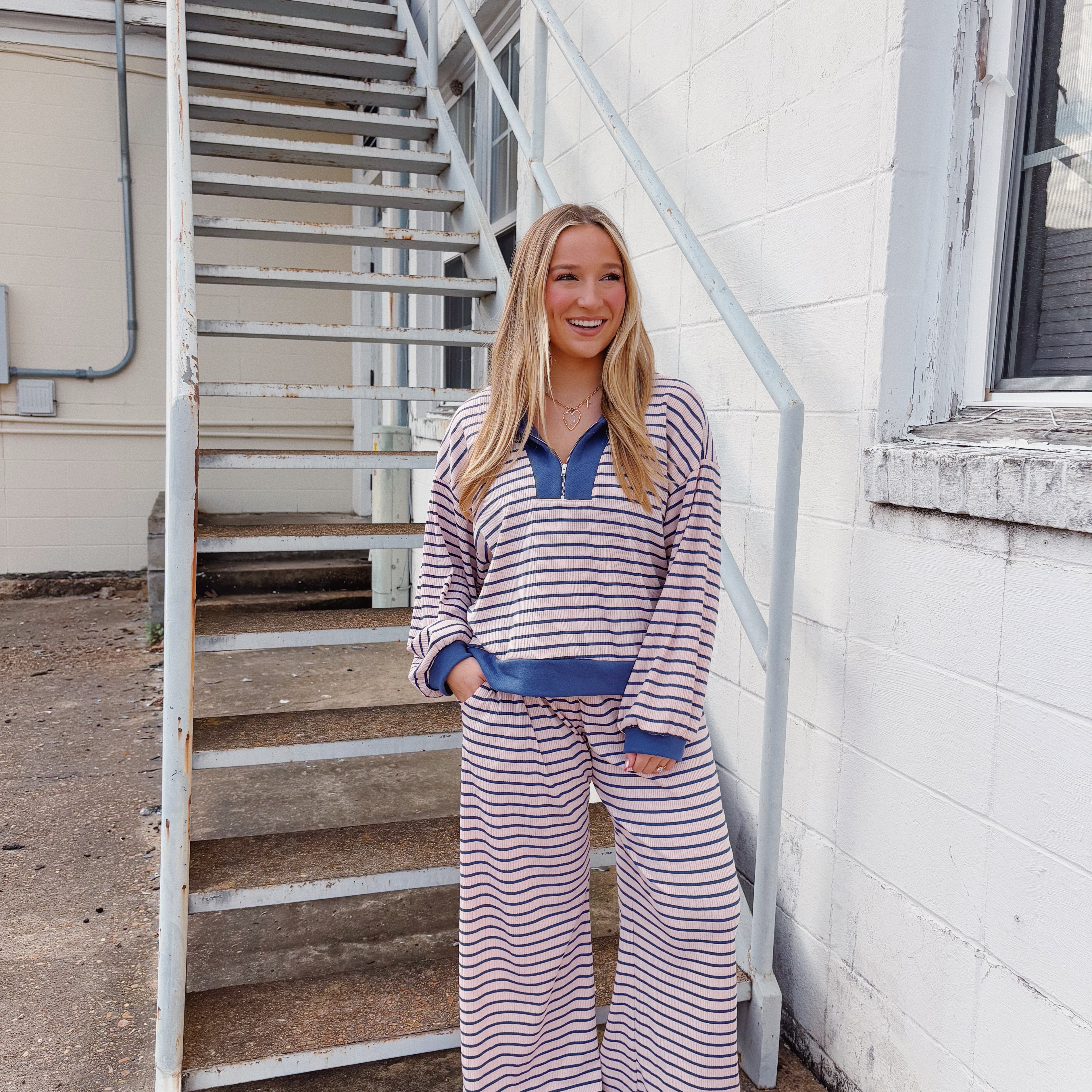 Striped Half-Zip Spring Set