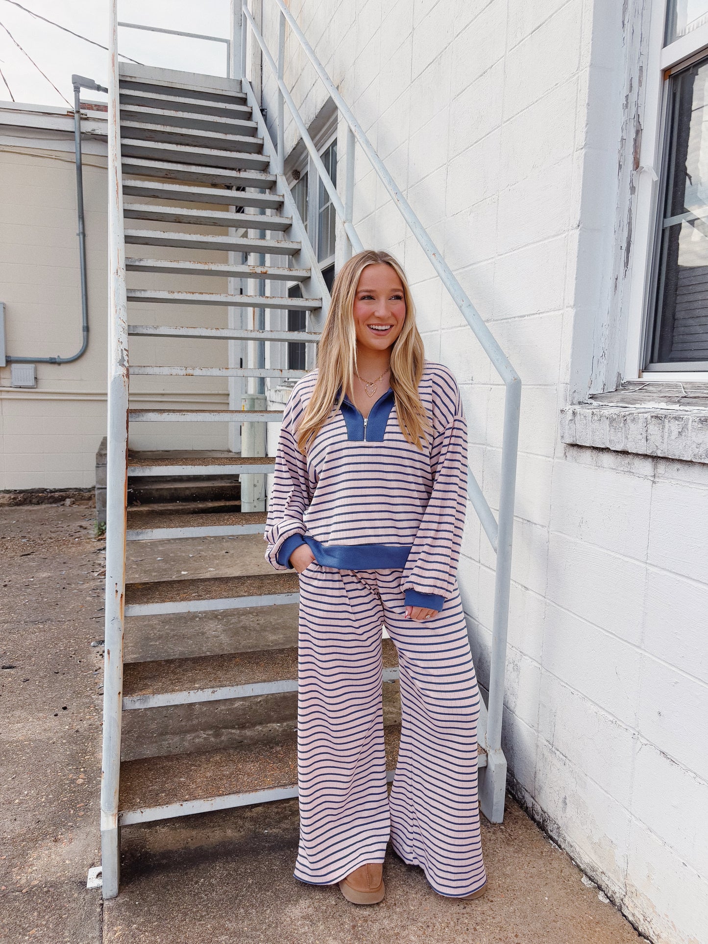 Striped Half-Zip Spring Set