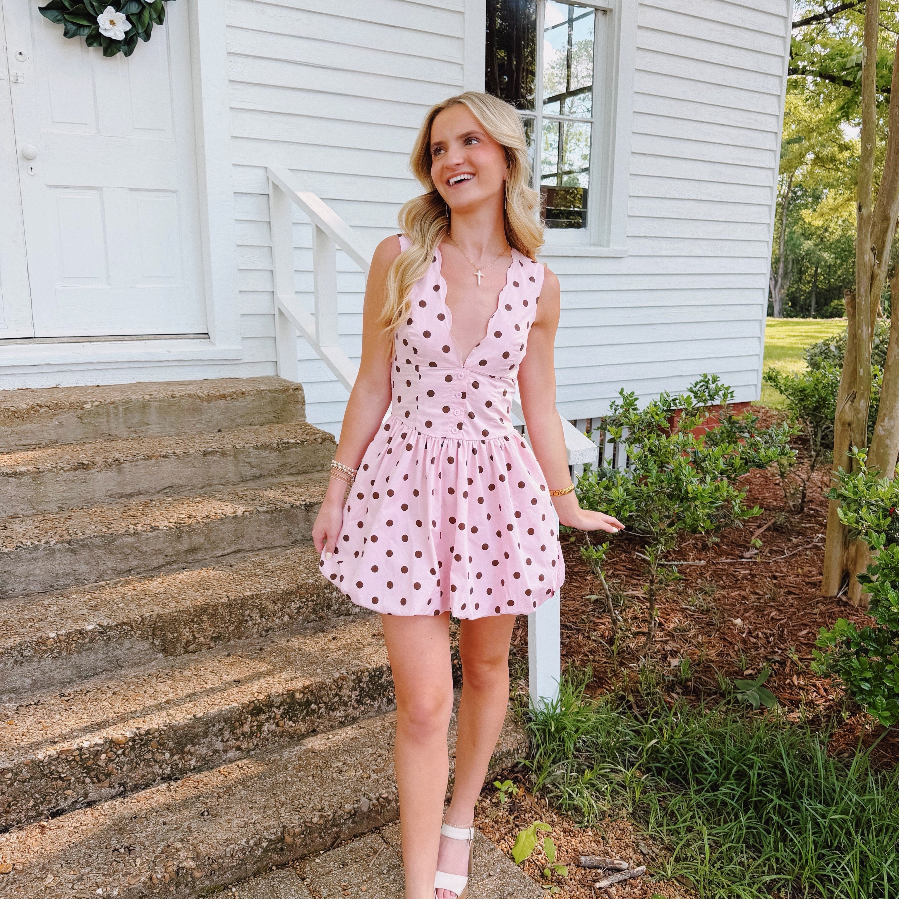 Strawberry Polka Dot Bubble Dress