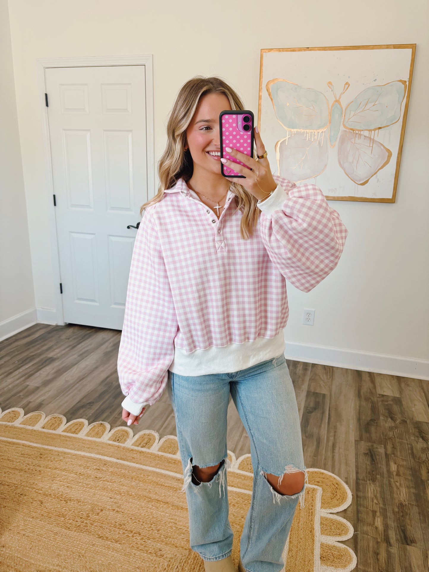 Gingham Pullover Top