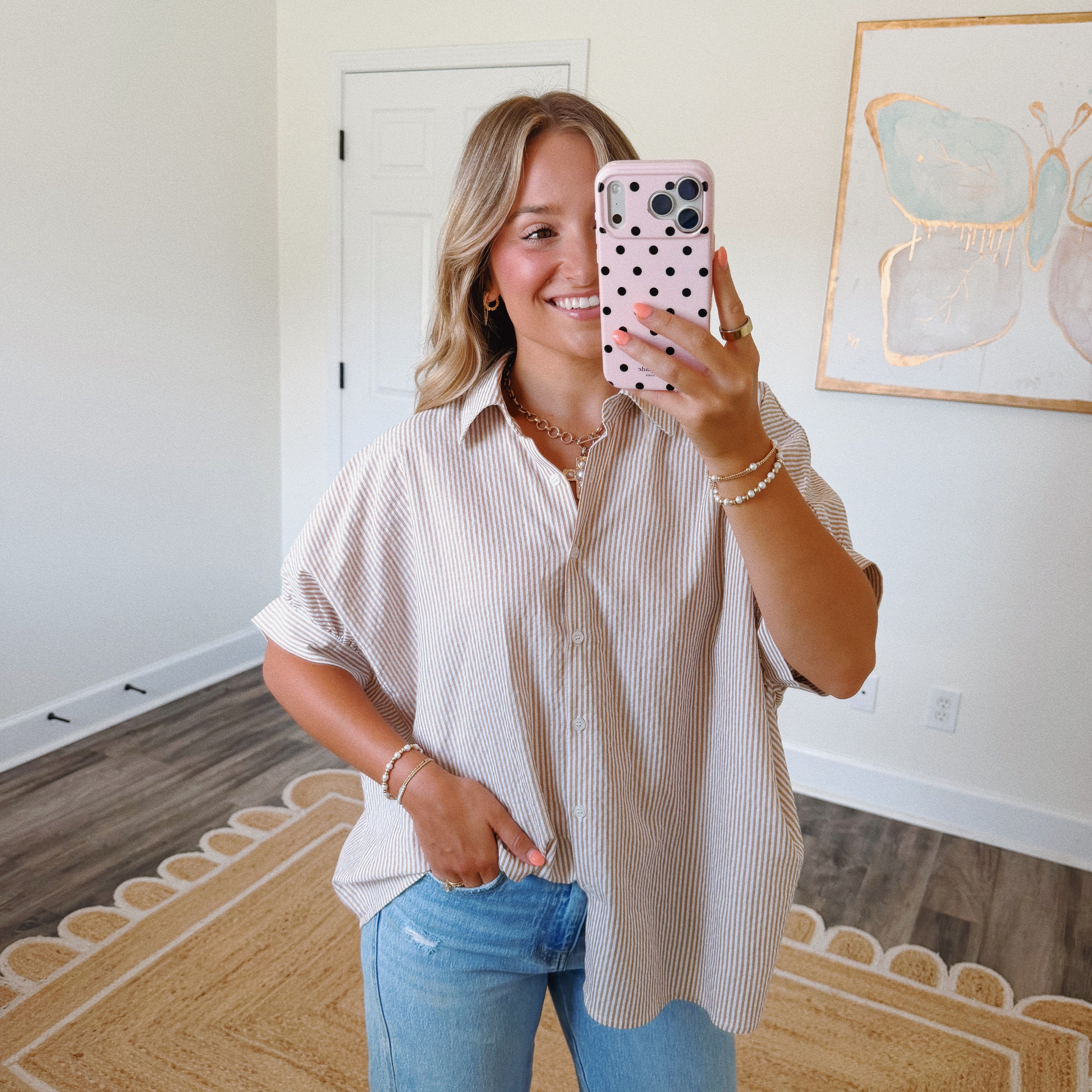 Mocha Striped Button Down