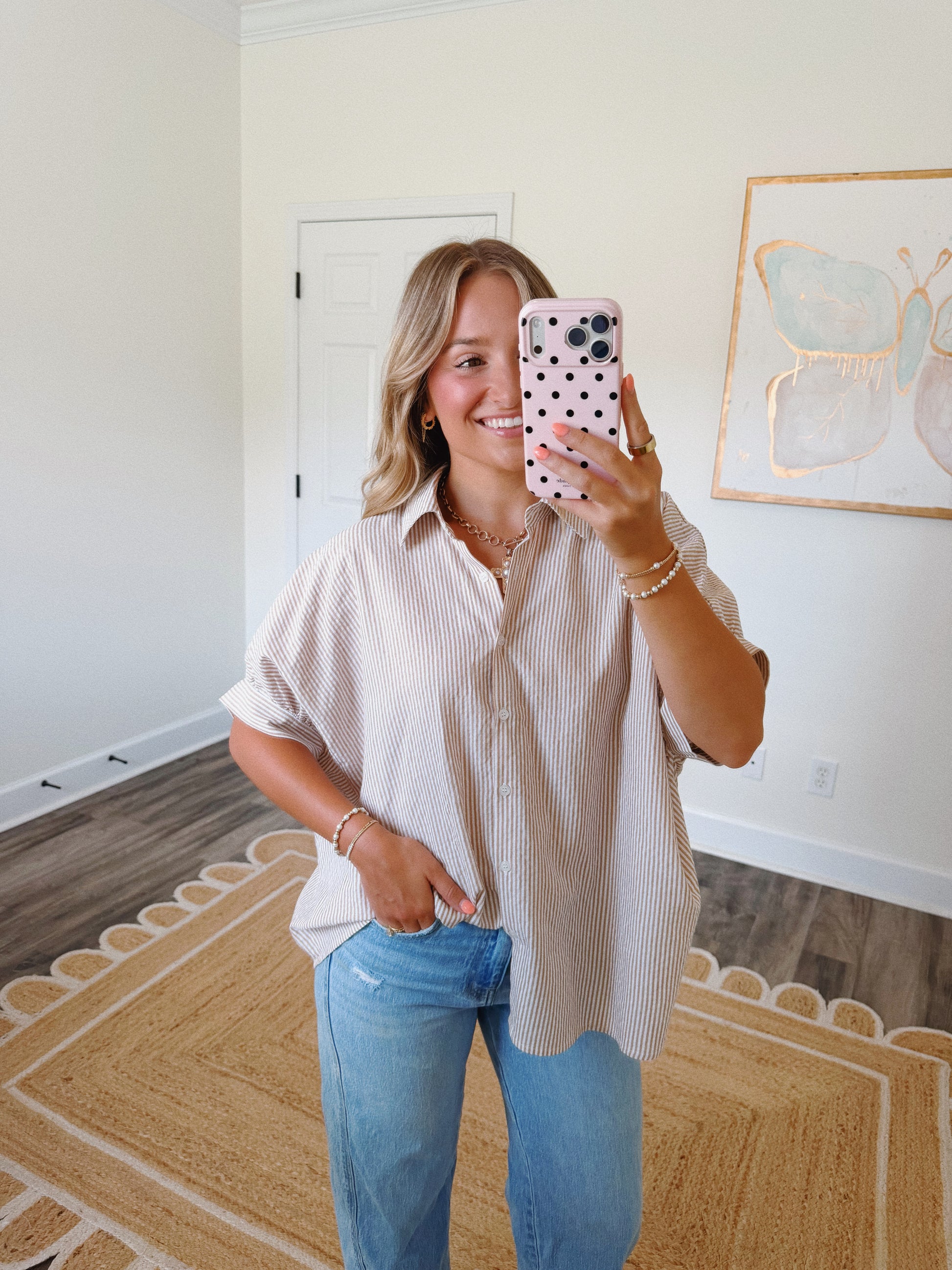 Mocha Striped Button Down