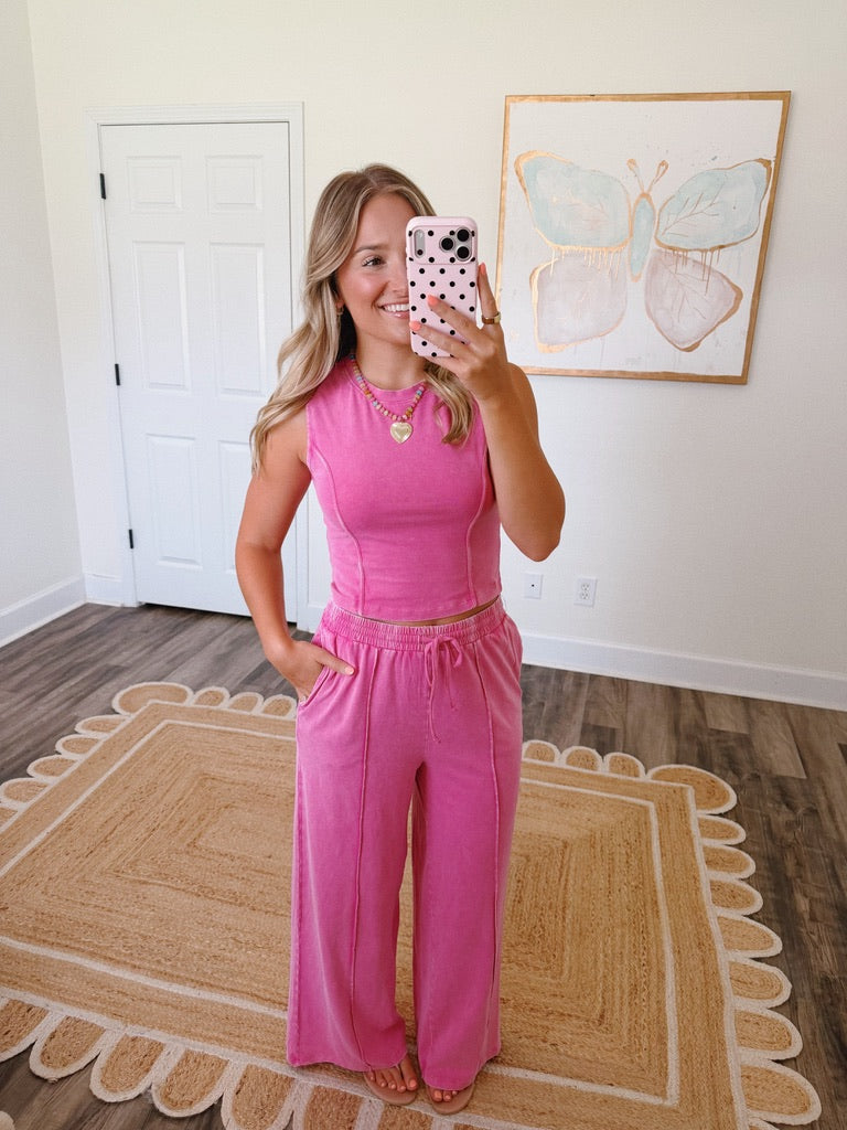 Kylie Mineral Washed Set in Fuschia