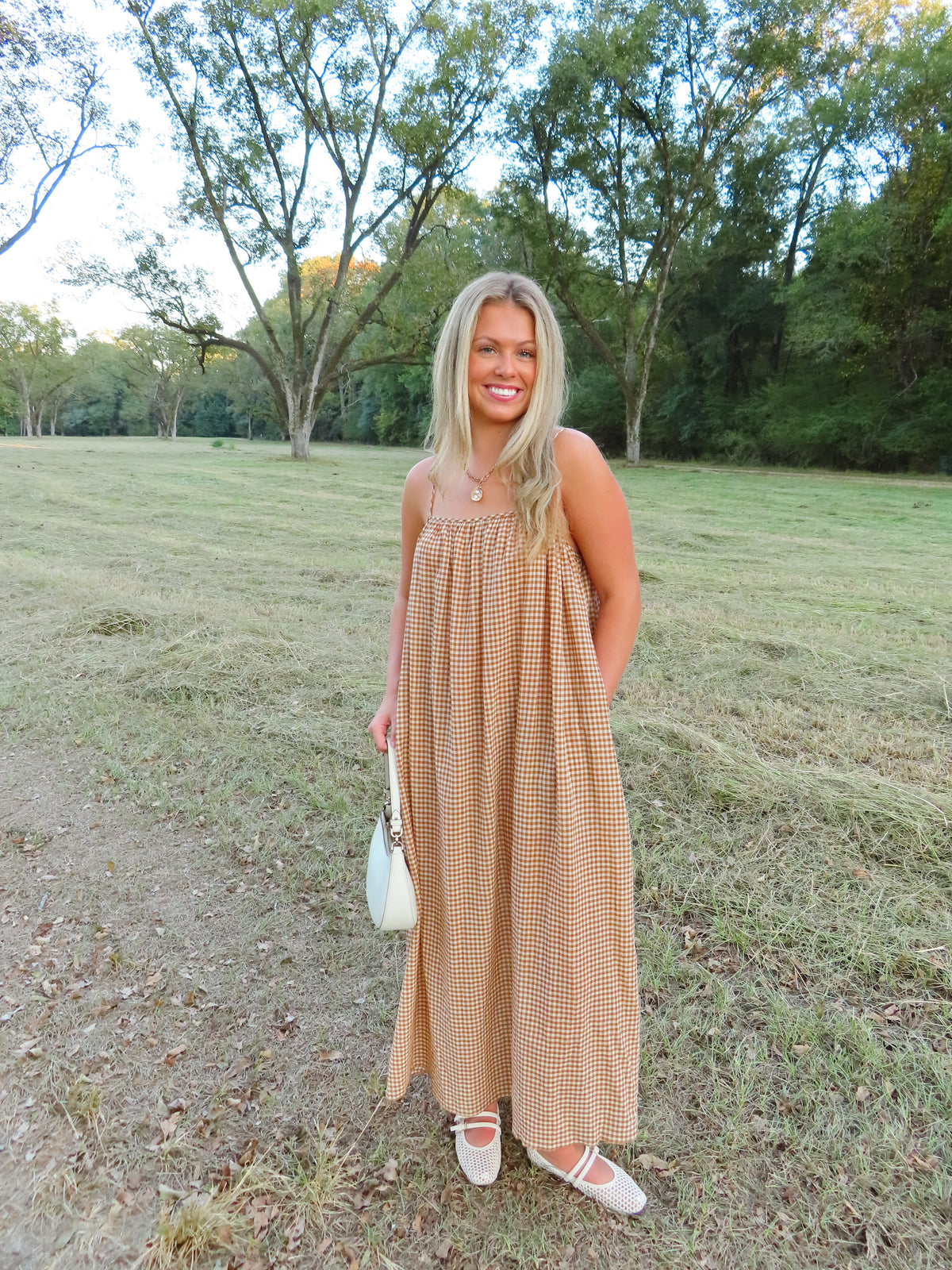 Maple Gingham Maxi Dress