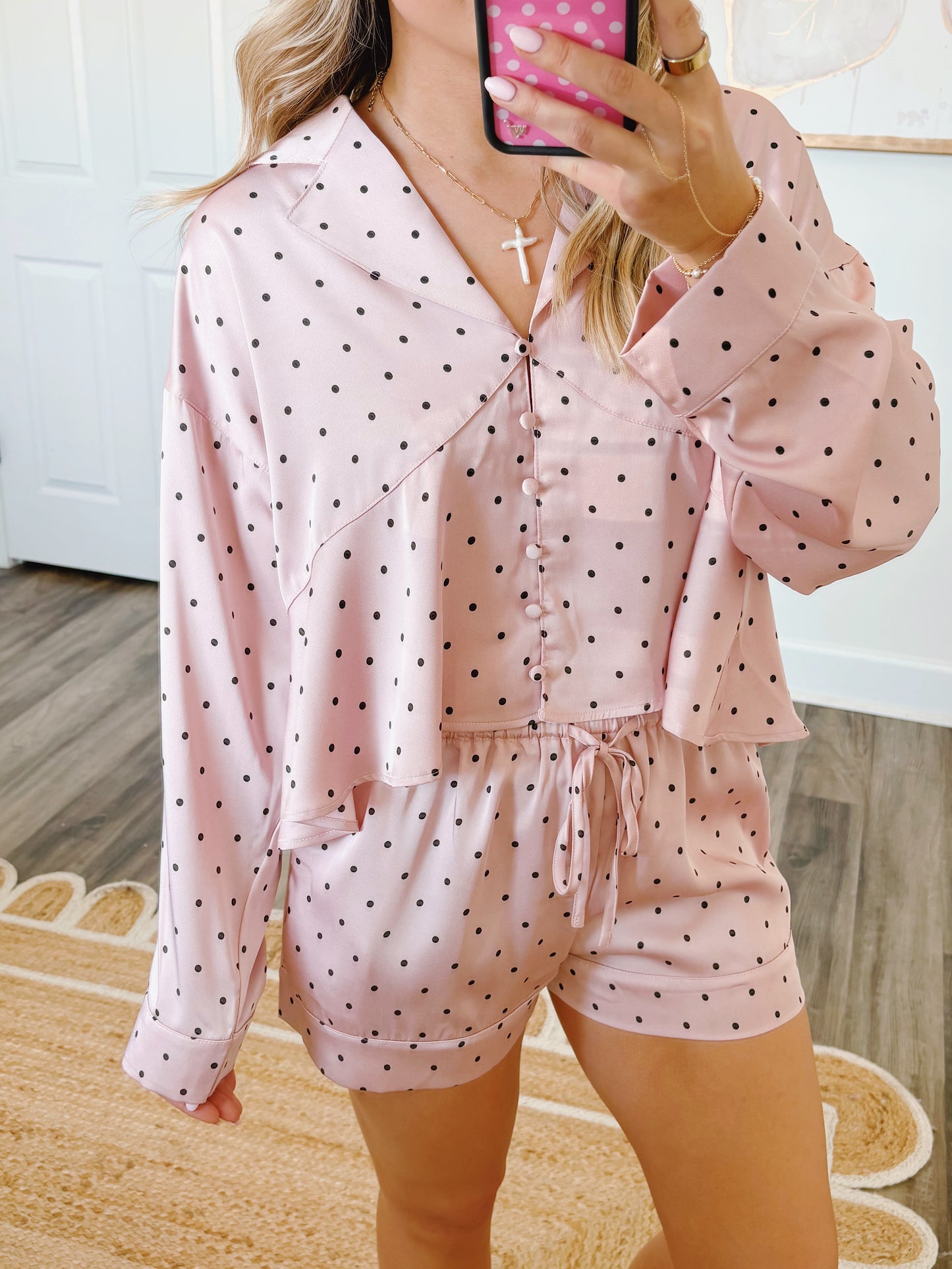 Polka Dot Satin Pajama Set