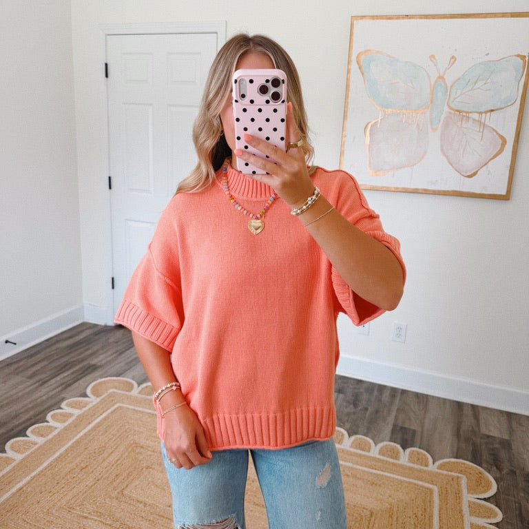 Creamy Peach Mock Neck Top