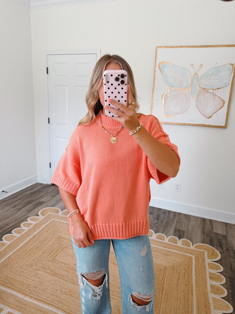 Creamy Peach Mock Neck Top