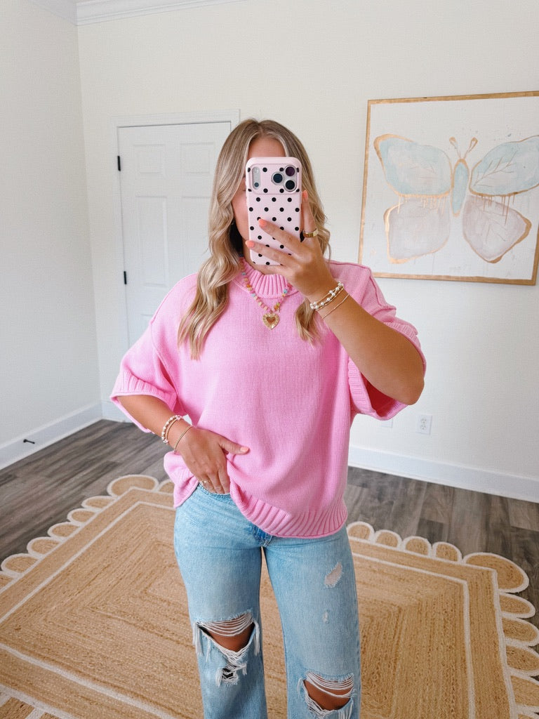 Perfectly Pink Mock Neck Top