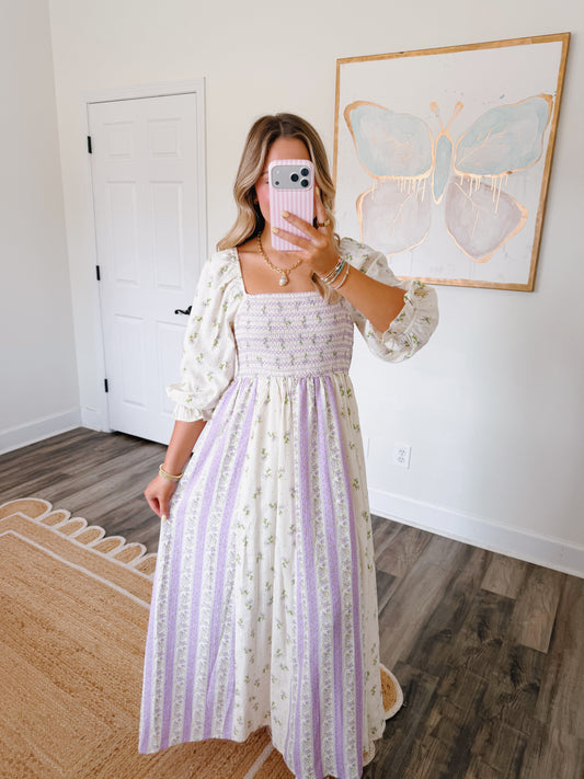 Lavender Smocked Maxi Dress