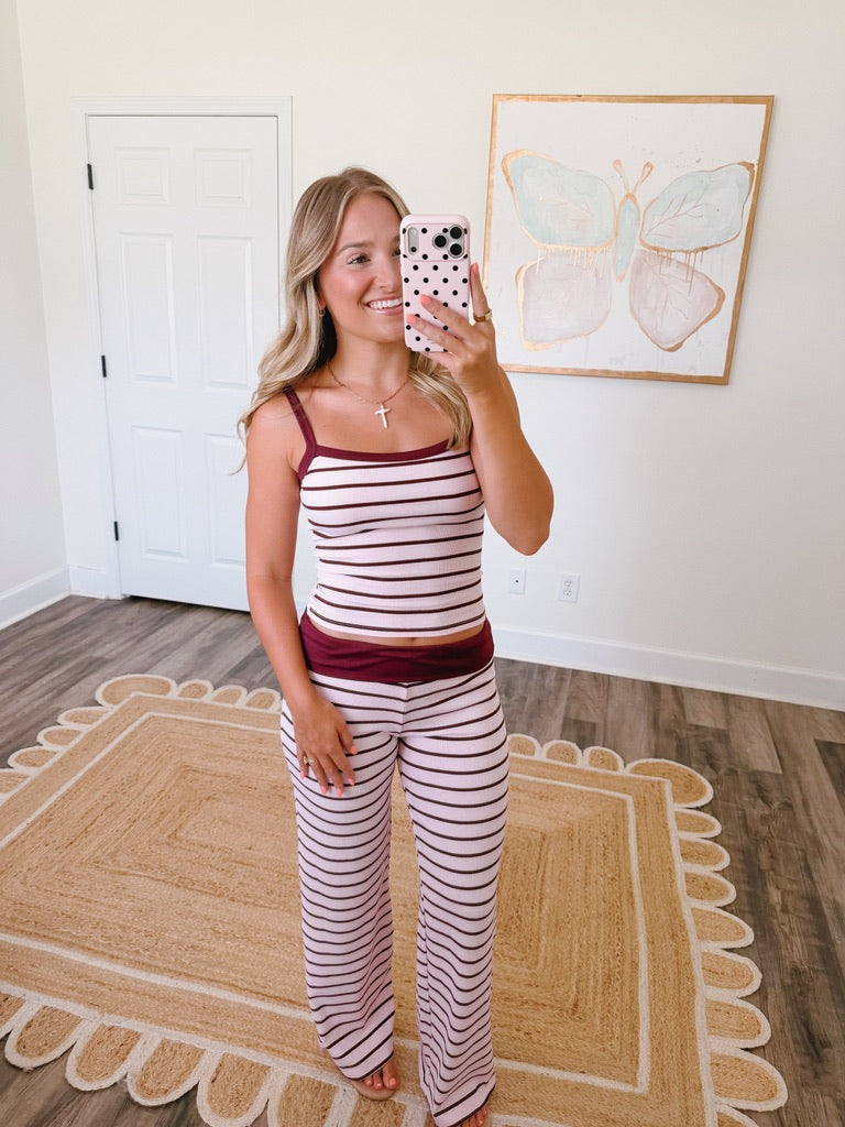 Cherry Striped Fold Over Set