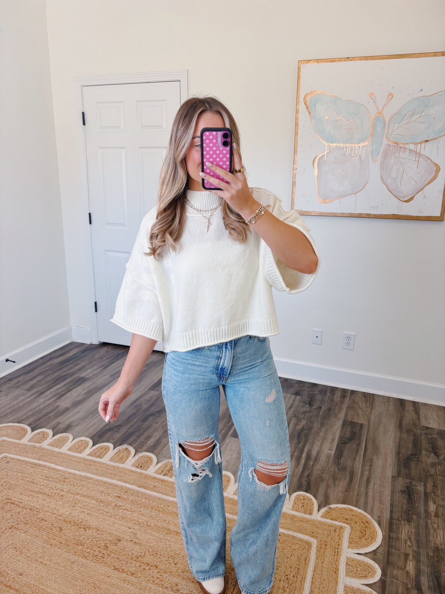 Ivory Mock Neck Sweater Top