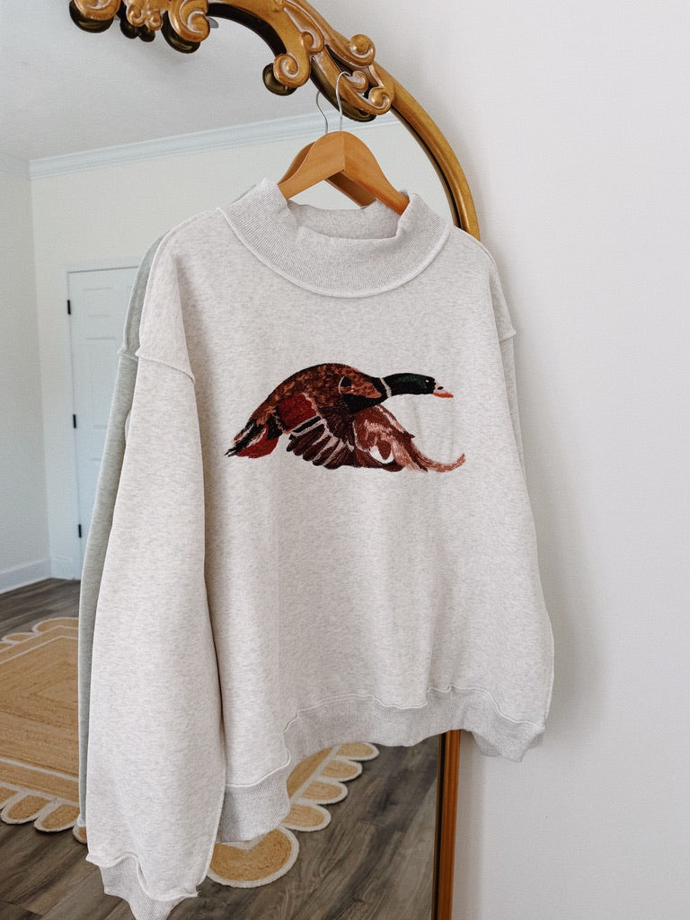 Embroidered Mallard Mockneck