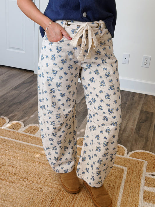 Floral Barrel Jeans