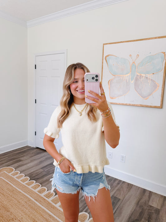 Sweetheart Knit Top Lemon